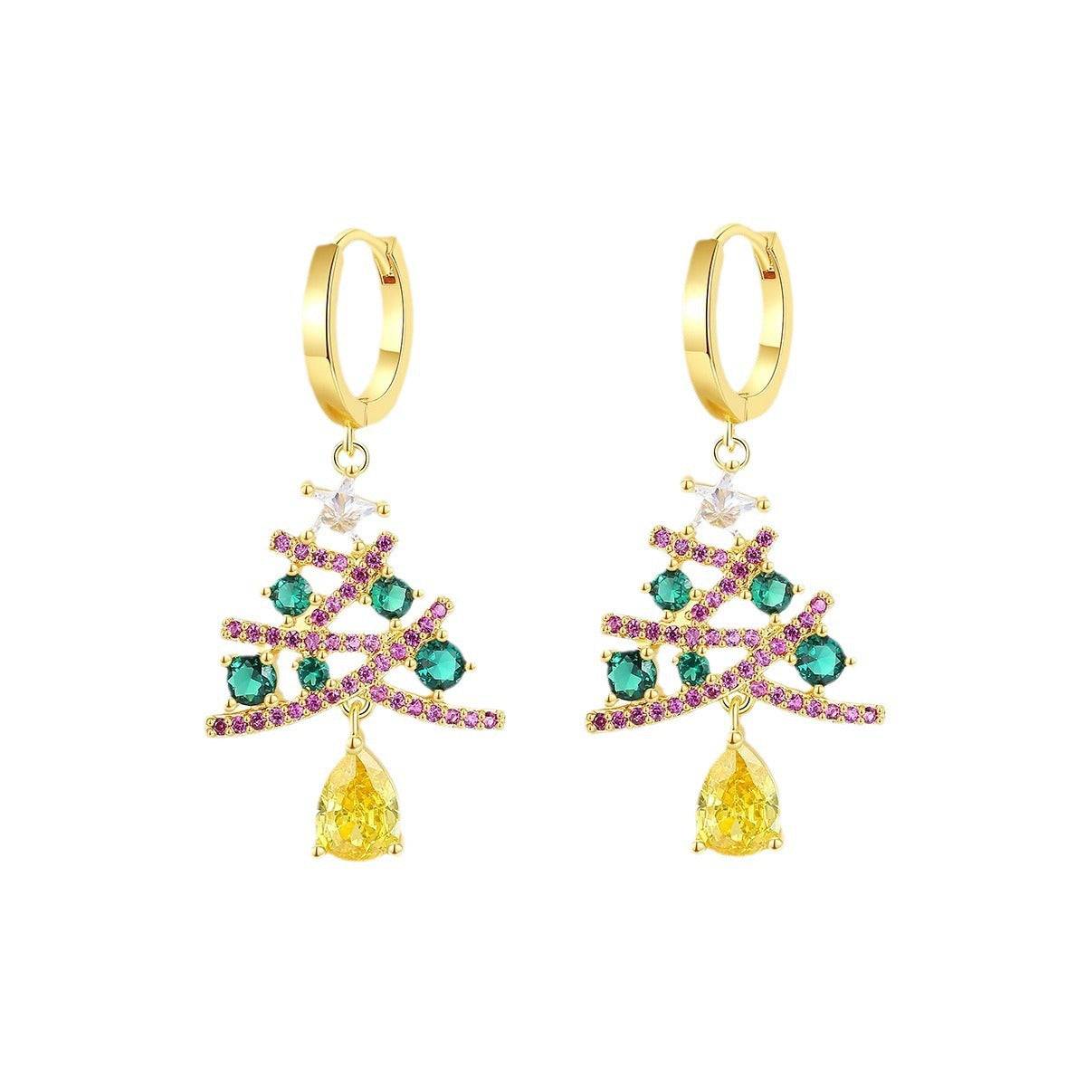 European & American Christmas Series Zircon Earrings – Christmas Tree Earrings
