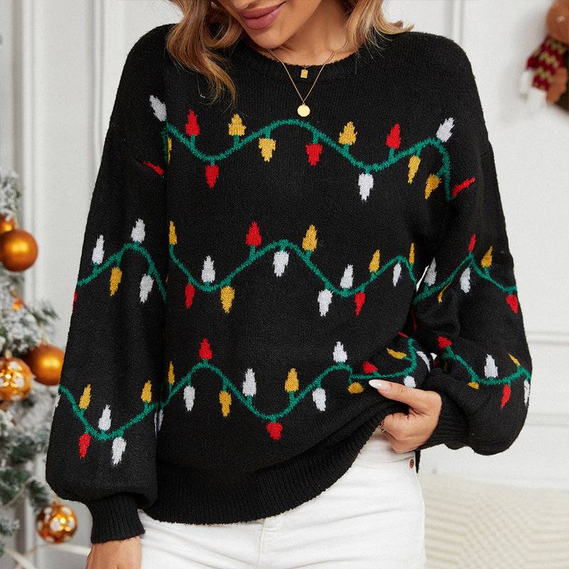Christmas sweater loose Christmas knit sweater
