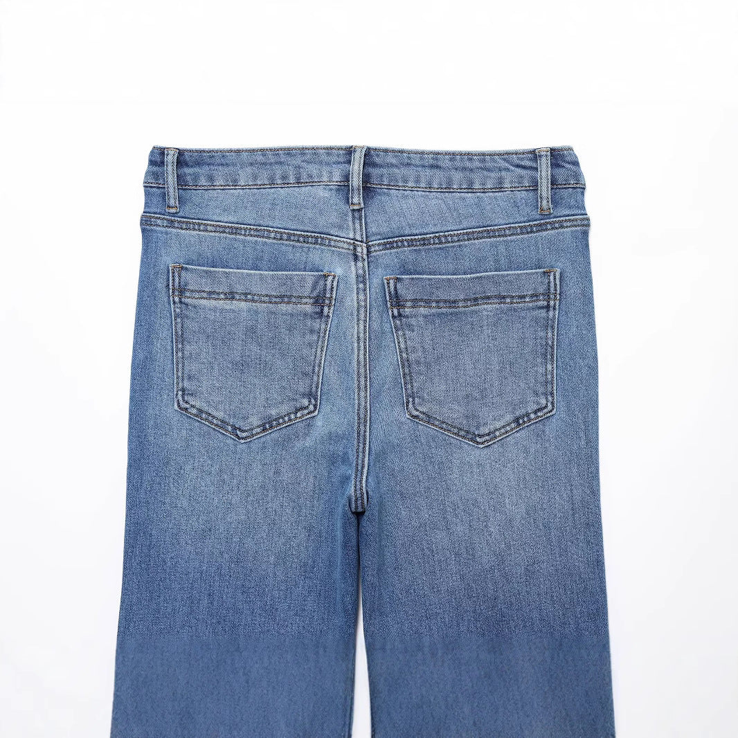 Pocket decoration casual micro flared jeans