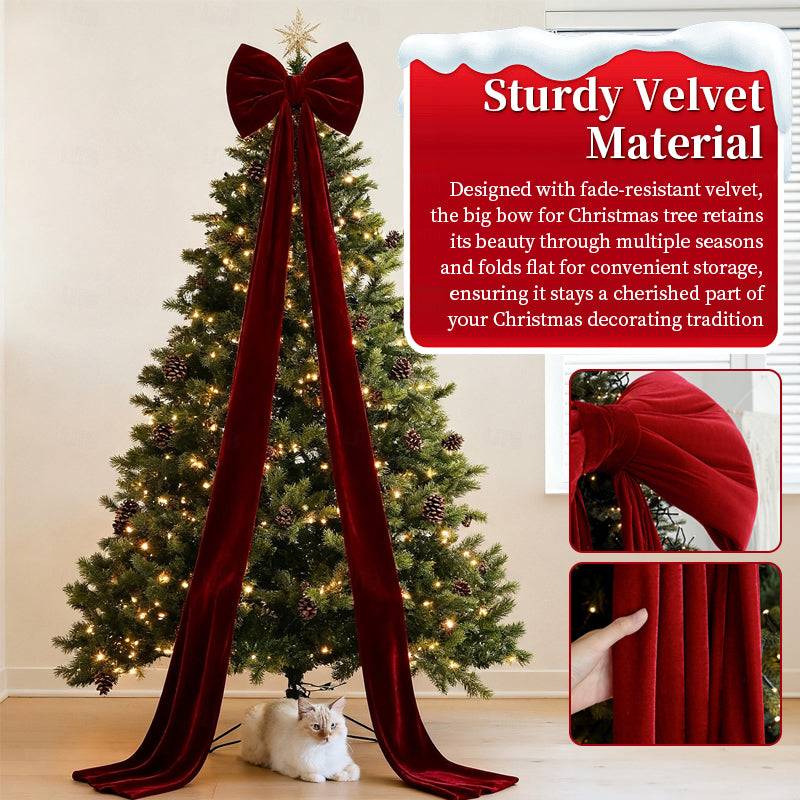 Large Wine Red Christmas Bow - Big Festive Tree Topper Decoration for Xmas

