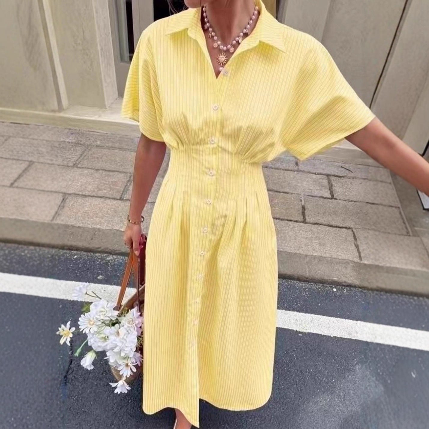 blue short sleeved women's shirt skirt