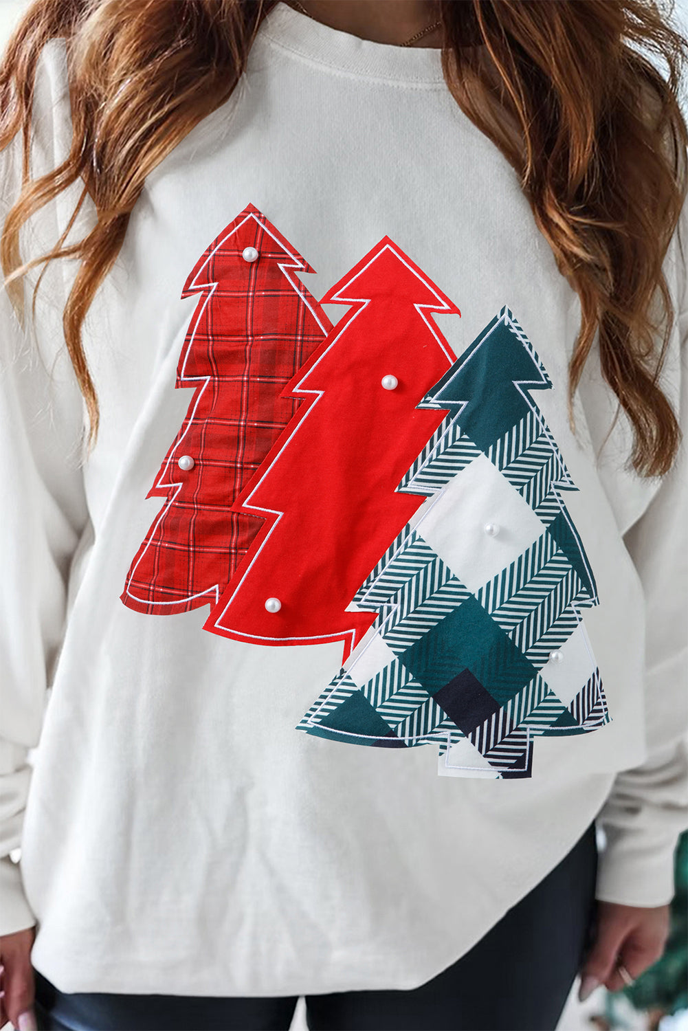 Christmas Tree Patched Drop Shoulder Sweatshirt