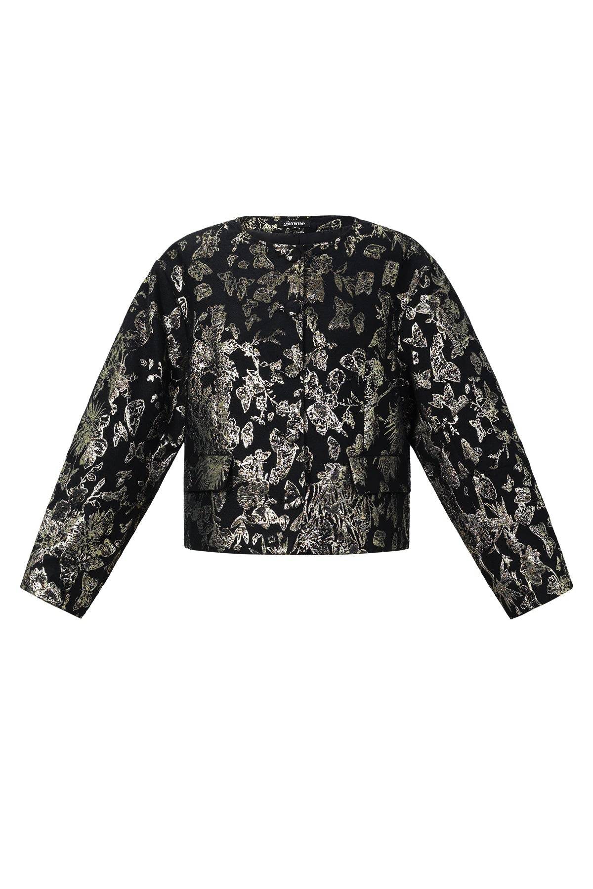 Jacquard Balloon Sleeve Jacket