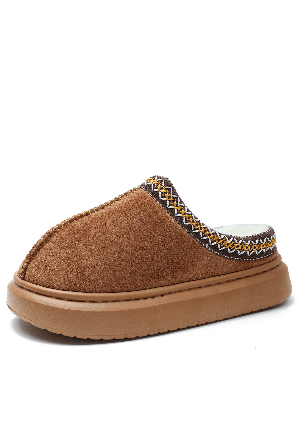 Chestnut Contrast Edge Suede Winter Slippers