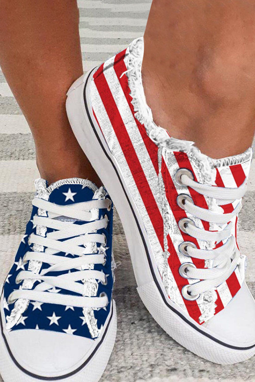 Blue American Flag Lace-up Canvas