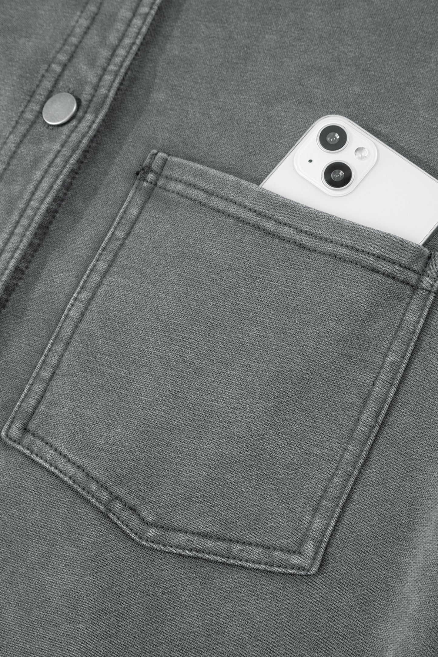 Drop Shoulder Shacket with Side Slit